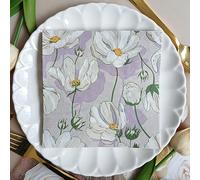 Servilletas de Papel Flor Blanca Servilletas de Papel Desechables,Suaves y Resistentes,Sin Fragancia,para Comunión,Fiestas,Cumpleaños,Bodas,Decoración de Mesa20 Paquetes(33x33cm）