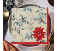 Servilletas de Papel Flor Roja Servilletas de Papel Desechables,Suaves y Resistentes,Sin Fragancia,para Comunión,Fiestas,Cumpleaños,Bodas,Decoración de Mesa 20 Paquetes(33x33cm）