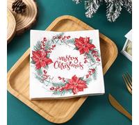 Servilletas de Papel Flor Roja Servilletas de Papel Desechables,Suaves y Resistentes,Sin Fragancia,para Comunión,Fiestas,Cumpleaños,Bodas,Decoración de Mesa20 Paquetes(33x33cm）