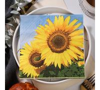 Servilletas de Papel Girasol Servilletas de Papel Desechables,Suaves y Resistentes,Sin Fragancia,para Comunión,Fiestas,Cumpleaños,Bodas,Decoración de Mesa 20 Paquetes(33x33cm）