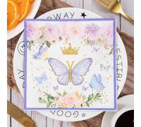 Servilletas de Papel Mariposa Flor Púrpura Servilletas de Papel Desechables,Suaves y Resistentes,Sin Fragancia,para Comunión,Fiestas,Cumpleaños,Bodas,Decoración de Mesa20 Paquetes(33x33cm）