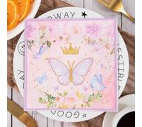 Servilletas de Papel Mariposa Flor Púrpura Servilletas de Papel Desechables,Suaves y Resistentes,Sin Fragancia,para Comunión,Fiestas,Cumpleaños,Bodas,Decoración de Mesa20 Paquetes(33x33cm）