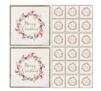 Servilletas De Papel Navideñas - 20 Servilletas Para Bebidas De Cóctel Con Corona De Bayas, Toallas Para Invitados Festivos | Toallas Festivas De 2 Capas Con Fuertes Capas Absorbentes Para Cenas, Almu