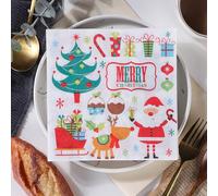 Servilletas de Papel Papá Noel Alce Servilletas de Papel Desechables,Suaves y Resistentes,Sin Fragancia,para Comunión,Fiestas,Cumpleaños,Bodas,Decoración de Mesa 10 Paquetes(33x33cm）