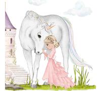 Servilletas de papel para decoración de mesa, 20 unidades, diseño de niño con unicornio, también para decoupage y decoupage, 33 x 33 cm