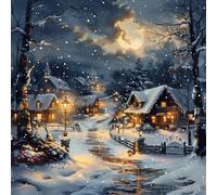 Servilletas de papel para decoración de mesa, 20 unidades, diseño de pueblo invernal con gnomo enano, gnomo Tomte, también para decoupage y decoupage (33 x 33 cm)