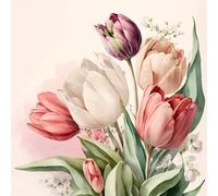 Servilletas de papel para decoración de mesa, 20 unidades, diseño de tulipanes, con diseño de primavera. También para decoupage y decoupage (33 x 33 cm)