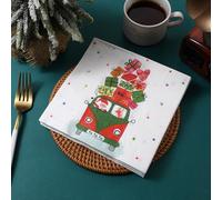 Servilletas de Papel Renos Santa Claus Servilletas de Papel Desechables,Suaves y Resistentes,Sin Fragancia,para Comunión,Fiestas,Cumpleaños,Bodas,Decoración de Mesa15 Paquetes(33x33cm）