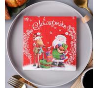 Servilletas de Papel Santa Claus Alce Servilletas de Papel Desechables,Suaves y Resistentes,Sin Fragancia,para Comunión,Fiestas,Cumpleaños,Bodas,Decoración de Mesa5 Paquetes(33x33cm）