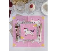 Servilletas de Papel Unicornio para Fiesta Infantil | 20 Servilletas Rosas Desechables Cumpleaños Niña o Niño | Decoración Festiva