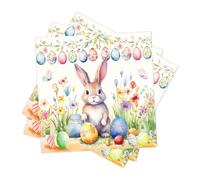Servilletas de Pascua, 40 unidades, servilletas de Pascua, diseño de conejo de primavera, diseño de flores