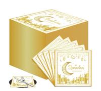Servilletas de Ramadan, Eid Mubarak Decoración de Ramadan - Servilletas Doradas de Papel con Elegantes Diseños para Decoupage - Paquete de 96 para la Celebración de la Fiesta de Espíritu de Ramadán