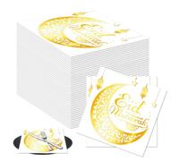 Servilletas de Ramadan, Eid Mubarak Decoración de Ramadan, Servilletas Doradas para Halloween - Servilletas de Papel Decoradas para Decoupage Paquete de 80 para Celebraciones del Sagrado Mes del Ayuno