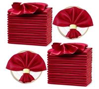 Servilletas De Tela 24PCS 30x30cm Wedding Dark Green Satin Napkin Soft Table Napkins For Romantic Christmas Party Dinner Decoration(Clear)