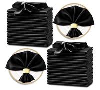 Servilletas De Tela 24PCS 30x30cm Wedding Dark Green Satin Napkin Soft Table Napkins For Romantic Christmas Party Dinner Decoration(Yellow)