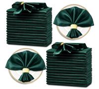 Servilletas De Tela 24PCS 30x30cm Wedding Dark Green Satin Napkin Soft Table Napkins For Romantic Christmas Party Dinner Decoration(Color7)