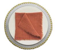 Servilletas de Tela 50 Uds. Servilletas de algodón Gasa Beige 32x32cm, servilleta Tela Retro con Rebabas, decoración Mesa Fiesta Boda Vintage(Orangered)