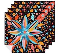Servilletas de tela abstractas étnicas, paquete de 4 servilletas reutilizables con flores aztecas para mesa de comedor, hogar, hotel, restaurante, bodas, fiestas
