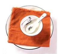 Servilletas de tela de algodón, Cotton Cloth Napkins,Cloth Napkins,10pcs Table Cloth Napkins Gauze Napkin Cheesecloth Napkin with Fringe for Wedding Party(Orange Red)