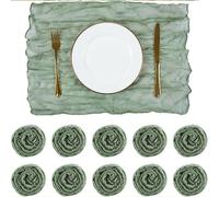 Servilletas de tela de algodón, Cotton Cloth Napkins,Cloth Napkins,10PcsFor Home Wedding Party Dinner Table Cheesecloth Napkins Wrinkled(Sage Green)