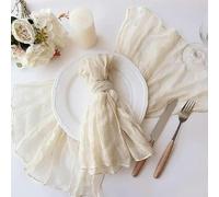 Servilletas de tela de algodón, Cotton Cloth Napkins,Cloth Napkins, 12pcs Gauze Cheesecloth Napkin Cocktail Napkins Wrinkled Table Placemats Setting Dining Wedding Party Banquets Arches Cake Decor(Bei