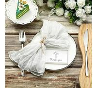 Servilletas de tela de algodón, Cotton Cloth Napkins,Cloth Napkins, 12pcs Gauze Cheesecloth Napkin Cocktail Napkins Wrinkled Table Placemats Setting Dining Wedding Party Banquets Arches Cake Decor(Bia