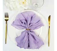 Servilletas de tela de algodón, Cotton Cloth Napkins,Cloth Napkins, 12pcs Gauze Cheesecloth Napkin Cocktail Napkins Wrinkled Table Placemats Setting Dining Wedding Party Banquets Arches Cake Decor(Lav