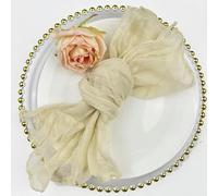 Servilletas de tela de algodón, Cotton Cloth Napkins,Cloth Napkins, 20pcs Napkin Cheesecloth Napkins Wrinkled Rustic Gauze Dinner Napkins For Cake Table Decor Cocktail Napkins(Cream)