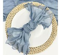 Servilletas de tela de algodón, Cotton Cloth Napkins,Cloth Napkins, 20pcs Napkin Cheesecloth Napkins Wrinkled Rustic Gauze Dinner Napkins For Cake Table Decor Cocktail Napkins(Blue)