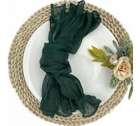 Servilletas de tela de algodón, Cotton Cloth Napkins,Cloth Napkins, 20pcs Napkin Cheesecloth Napkins Wrinkled Rustic Gauze Dinner Napkins For Cake Table Decor Cocktail Napkins(Dark Green)