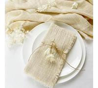 Servilletas de tela de algodón, Cotton Cloth Napkins,Cloth Napkins,20PCS Napkin Reusable Tea Towel Cheesecloth Napkins With Fringe For Wedding Party Gauze Napkin(Beige)
