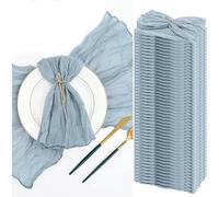 Servilletas de tela de algodón, Cotton Cloth Napkins,Cloth Napkins,50pcs Cheesecloth Napkins Gauze Wrinkled Napkins Rustic Cotton Dinner Napkins for Wedding Party Decor(Blue)