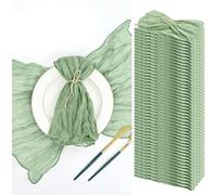 Servilletas de tela de algodón, Cotton Cloth Napkins,Cloth Napkins,50pcs Cheesecloth Napkins Gauze Wrinkled Napkins Rustic Cotton Dinner Napkins for Wedding Party Decor(Sage Green)