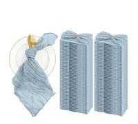 Servilletas de tela de algodón, Cotton Cloth Napkins,Cloth Napkins,60Pcs Dinner Napkins Wedding Napkins Gauze Cheesecloth Napkins Table Towel for Party/Banquet(Dusty Blue)