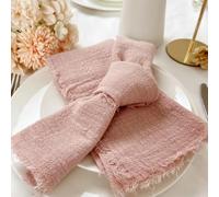 Servilletas de Tela de algodón de Gasa Beige, 50 Uds., 32x32cm, decoración de Mesa Reutilizable para Fiesta de Boda y Navidad, servilletas de Tela Retro con Rebabas