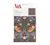 Servilletas de tela, juego de 4, algodón orgánico, ladrón de fresas por William Morris, diseño artístico V&A, vajilla reutilizable