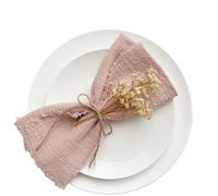 Servilletas de Tela Servilletas de tela de algodón rojas de Navidad, 10 Uds., 32x32cm, toalla de té reutilizable, Decoración de mesa for fiesta de boda, servilleta Retro con rebabas(10pcs pink)