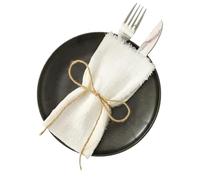 Servilletas de Tela Servilletas de tela de algodón rojas de Navidad, 10 Uds., 32x32cm, toalla de té reutilizable, Decoración de mesa for fiesta de boda, servilleta Retro con rebabas(10pcs white)