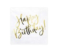 Servilletas decorativas de fiesta para eventos, con letras doradas, 33 x 33 cm, paquete de 20 unidades, servilletas de papel para decoración de cumpleaños y aniversarios