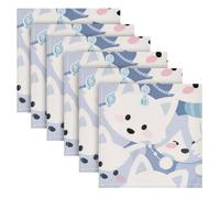 Servilletas decorativas de tela con diseño de zorro blanco de dibujos animados, servilletas de mesa de cocina (usuario), servilletas para tortillas mexicanas, 20 x 20 pulgadas, juego de 6