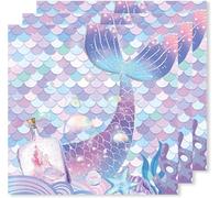 Servilletas decorativas para fiestas de cumpleaños infantiles, diseño de sirena, 33 x 33 cm, 20 unidades, color lila