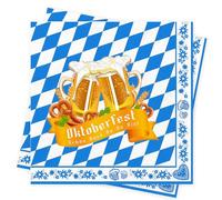 Servilletas decorativas para Oktoberfest bávaro, 33 x 33 cm, color azul y blanco, servilletas de Baviera con texto en alemán «Schön Dass Du Da Bist Bayrische Napkins Seidenpapier Oktoberfest Tischdeko