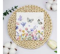 Servilletas Decoupage Azul Amarillo Insectos Servilletas Papel Decoradas Cocktail Desechables Cumpleaños 2 Capas Toilet Paper Towels Baño para Bodas,Fiesta en el Jardín Mesa Deco 20 Paquetes(33x33cm）