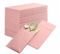 Servilletas desechables de lino con bolsillo integrado, paquete de 50 servilletas de papel preplegadas rosas para cena, boda o fiesta