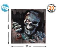 Servilletas Desechables Halloween con Diseño de Calavera para Fiesta - Pack de 100 unidades - Papel de Alta Calidad 33 x 33 cm - Decoración Macabra Espeluznante para Mesa