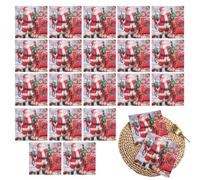 Servilletas estampadas navideñas, Servilletas navideñas de papel,Servilletas navideñas Servilleta de papel impresa Papá Noel | Servilletas decorativas para cena, servilleta cuadrada de 2 capas para in