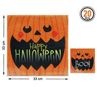 Servilletas Halloween de Papel para Fiesta, Diseño Calabaza, 33x33 cm, Pack de 20 Unidades