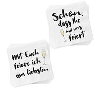 Servilletas Juego de 40 unidades, 2 diseños con frases "Celebraciones" - Servilletas de papel de 33 x 33 cm - Tejido similar a la tela - Accesorios para fiestas (juego de 40 servilletas «Feiern»)