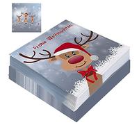 Servilletas Juego de 60 unidades, diseño de renos navideños, servilletas de papel de 33 x 33 cm, tela similar a la tela (juego de 60 servilletas reno)