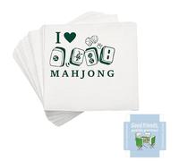 Servilletas Mahjong - 4 paquetes, 80 hojas en total, pulpa de madera degradable ecológica, material de grado alimenticio, impreso "Good Friends, Good Tiles, Great Times" para noches de juegos, fiestas